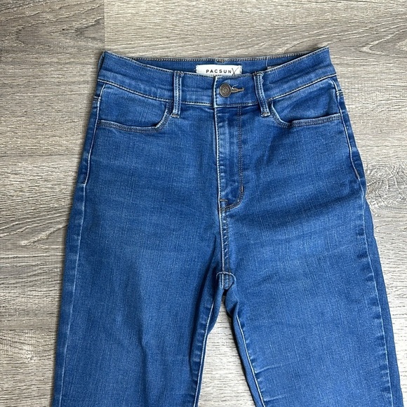 PacSun Women’s Super High-Rise Ankle Jegging Jeans Raw Hem Blue Sz 24 - Picture 2 of 11